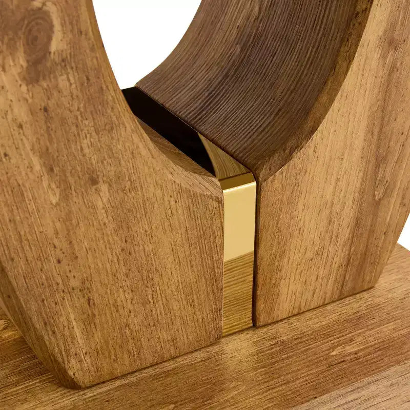 Table Basse Carrée MAYEERTY en MDF imitation bois avec accents dorés 60x60x54 cm