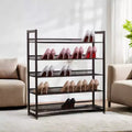 Stackable 5-Tier Shoe Rack - Adjustable Metal Mesh Shoe Organizer for 20-25 Pairs