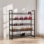 Étagère à chaussures empilable à 5 niveaux - Organisateur de chaussures en maille métallique réglable pour 20-25 paires