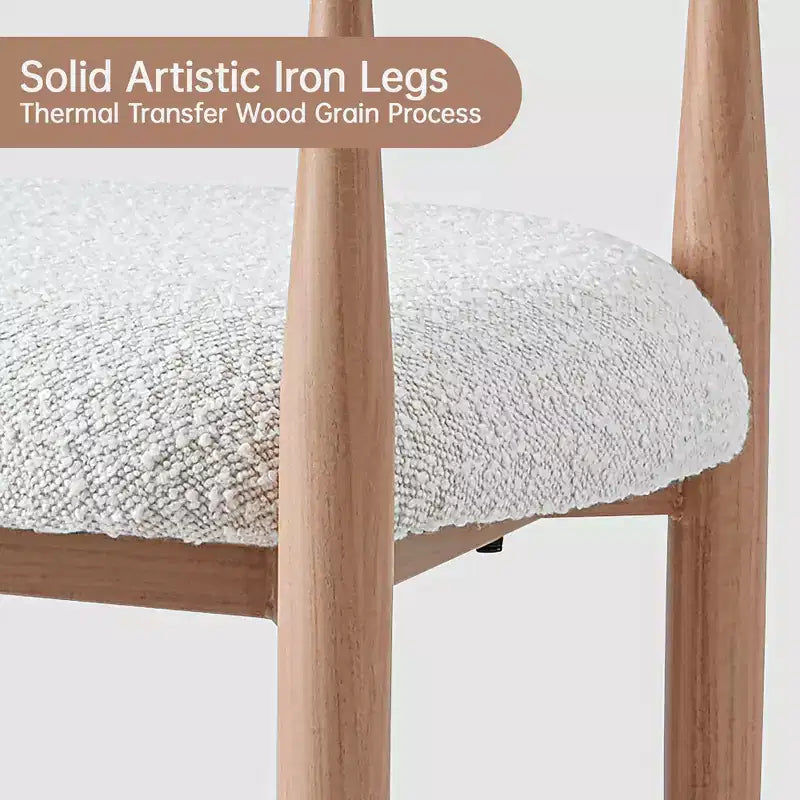 Lot de 2 chaises de salle à manger en bouclé, fauteuils modernes avec pieds en métal imitation bois pour cuisine, salon, restaurant, café - Morden Fort