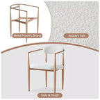 Lot de 2 chaises de salle à manger en bouclé, fauteuils modernes avec pieds en métal imitation bois pour cuisine, salon, restaurant, café - Morden Fort