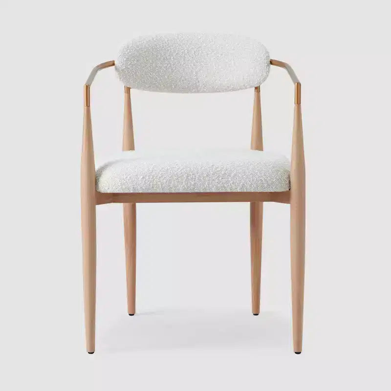 Lot de 2 chaises de salle à manger en bouclé, fauteuils modernes avec pieds en métal imitation bois pour cuisine, salon, restaurant, café - Morden Fort