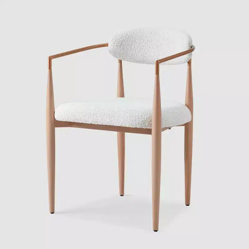 Lot de 2 chaises de salle à manger en bouclé, fauteuils modernes avec pieds en métal imitation bois pour cuisine, salon, restaurant, café - Morden Fort