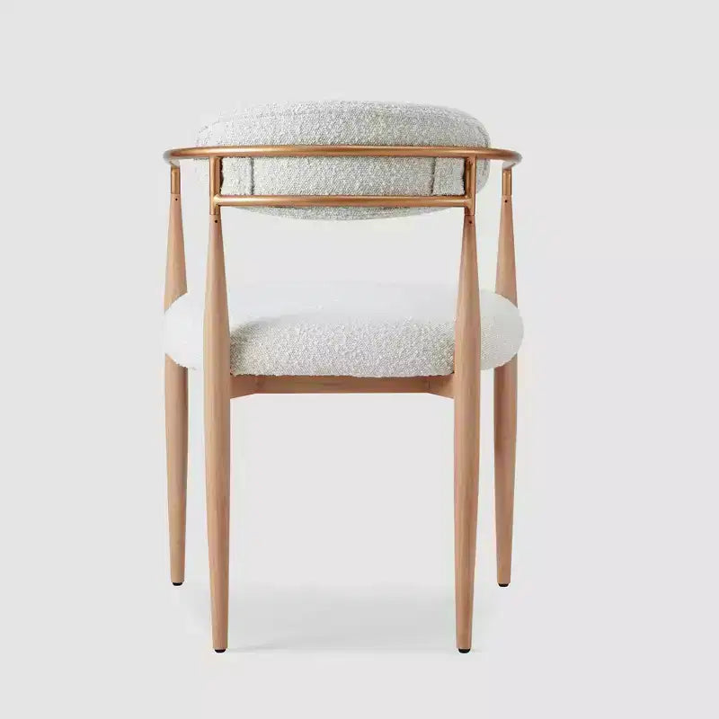 Lot de 2 chaises de salle à manger en bouclé, fauteuils modernes avec pieds en métal imitation bois pour cuisine, salon, restaurant, café - Morden Fort
