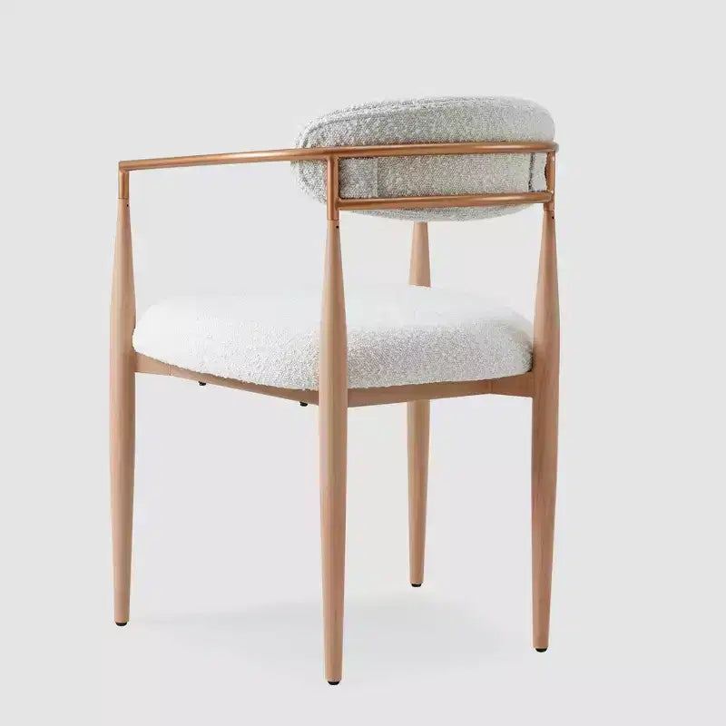 Lot de 2 chaises de salle à manger en bouclé, fauteuils modernes avec pieds en métal imitation bois pour cuisine, salon, restaurant, café - Morden Fort