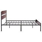 Cadre de lit VECELO Queen/King avec tête de lit en bois, sommier plateforme en métal sans besoin de sommier tapissier avec lattes en acier robustes, marron