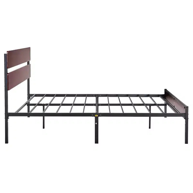 Cadre de lit VECELO Queen/King avec tête de lit en bois, sommier plateforme en métal sans besoin de sommier tapissier avec lattes en acier robustes, marron