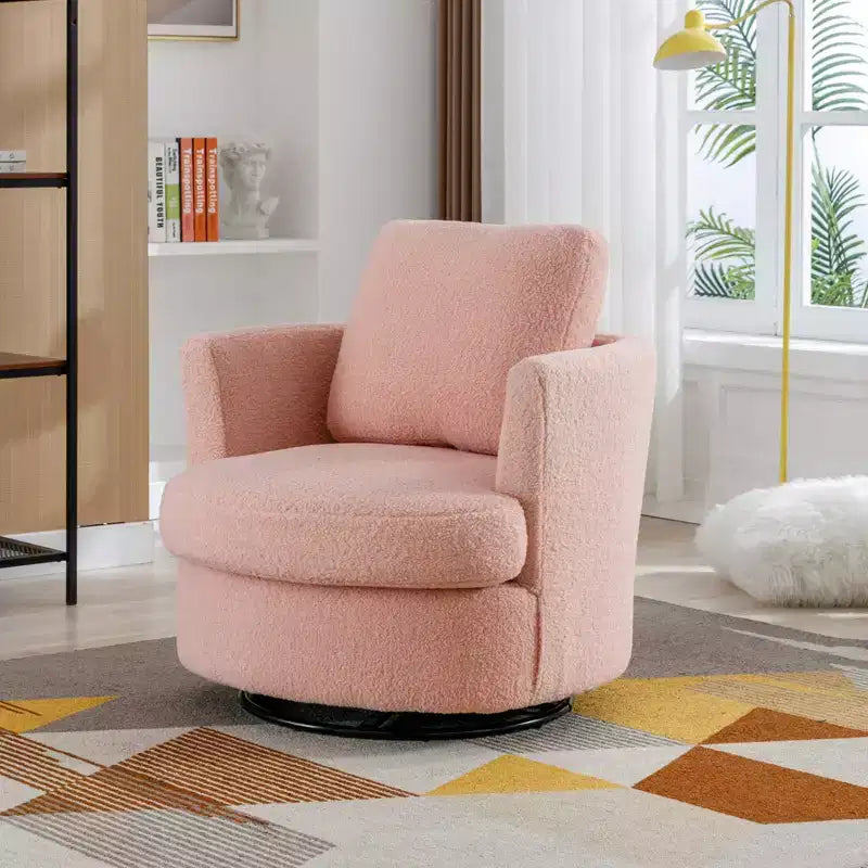 Chaise GDFStudio Bertha pivotante en Boucle de 32 po en bois et acier