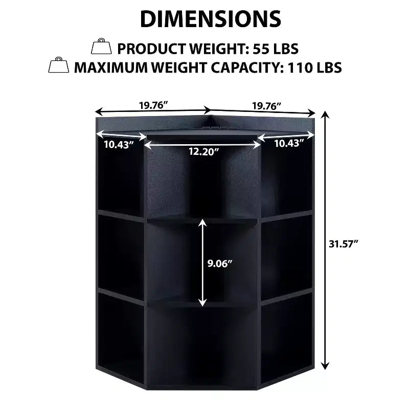 Étagère de rangement d'angle Home Imports Emporium, meuble organisateur à 9 cubes avec ports USB et prises, idéal pour les petits espaces