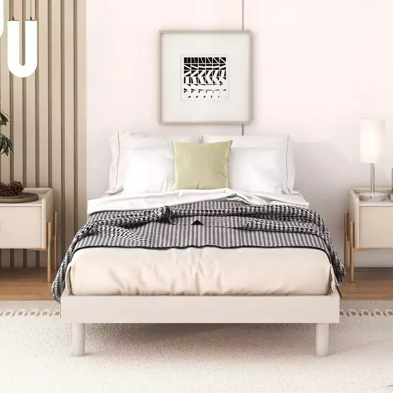 Cadre de lit plateforme flottant moderne au design contemporain, couleur grise