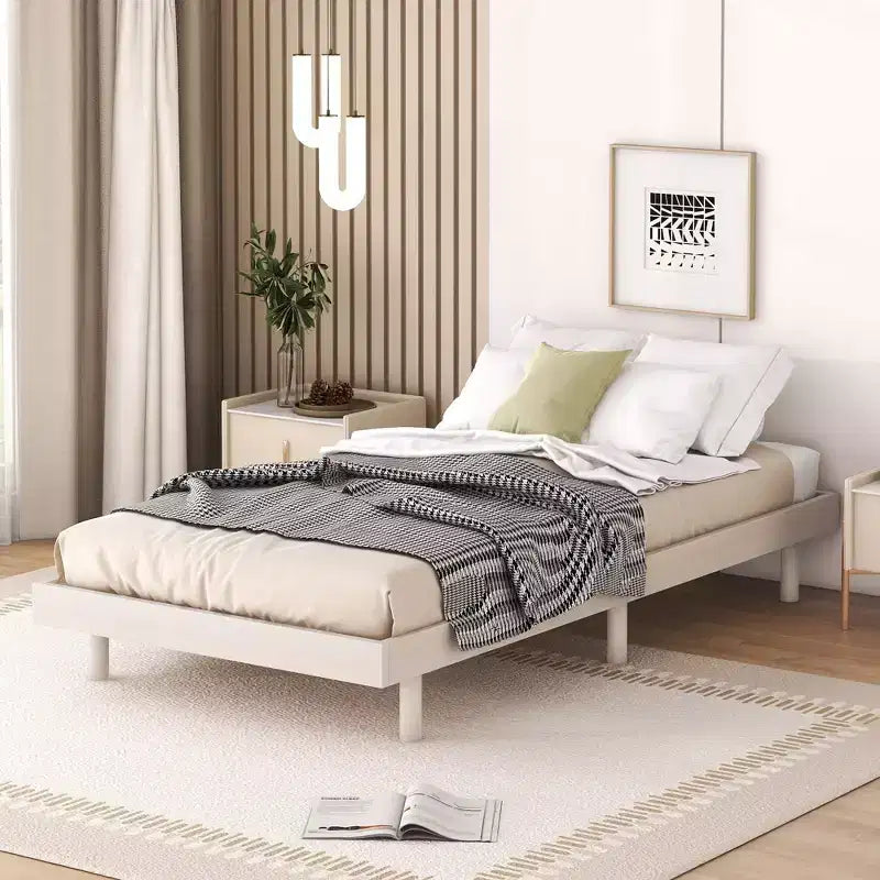 Cadre de lit plateforme flottant moderne au design contemporain, couleur grise