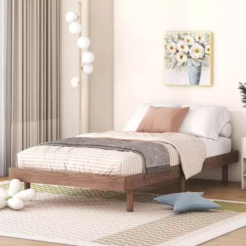 Cadre de lit plateforme flottant moderne au design contemporain, couleur grise