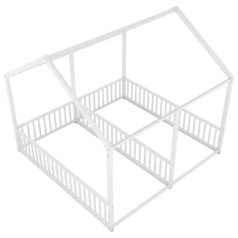 Lits Plateformes Doubles en Métal Whisen en Forme de Maison avec Deux Lits Partagés