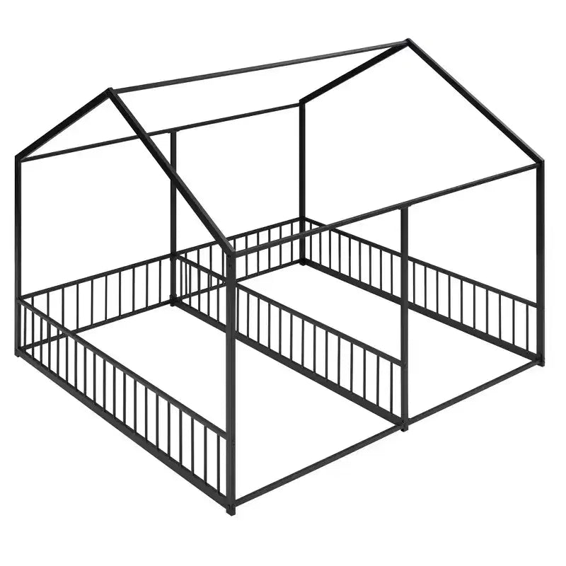 Lits Plateformes Doubles en Métal Whisen en Forme de Maison avec Deux Lits Partagés