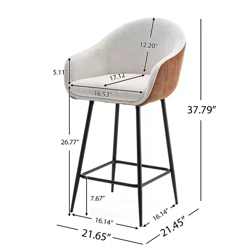 Christopher Knight Home Aveline Tabourets de bar modernes en tissu avec pieds en métal, 67,3 cm (lot de 2)