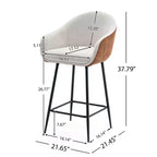 Christopher Knight Home Aveline Tabourets de bar modernes en tissu avec pieds en métal, 67,3 cm (lot de 2)