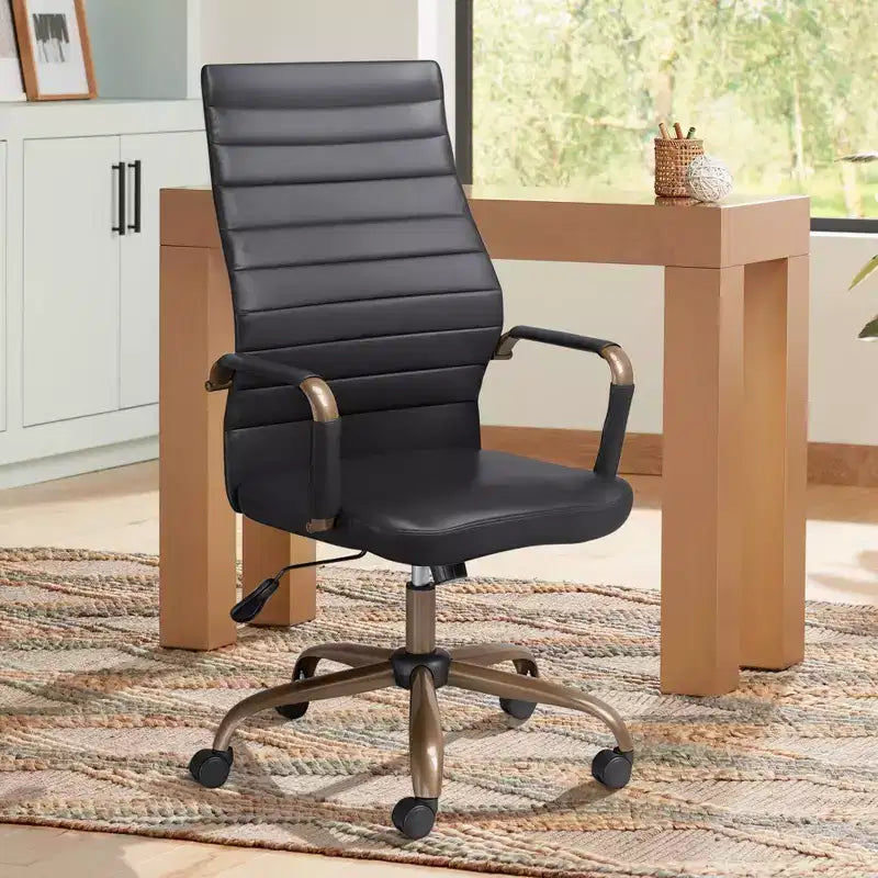 Chaise de bureau réglable en similicuir noir vintage Studio 55D Primero