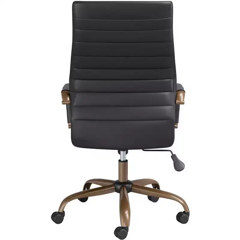 Chaise de bureau réglable en similicuir noir vintage Studio 55D Primero