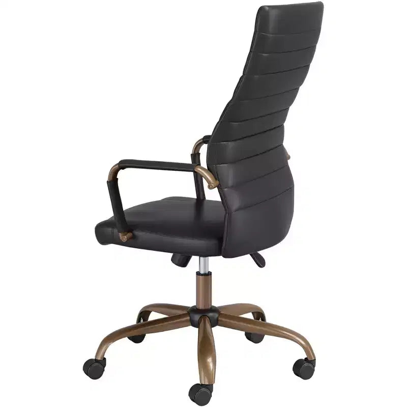 Chaise de bureau réglable en similicuir noir vintage Studio 55D Primero