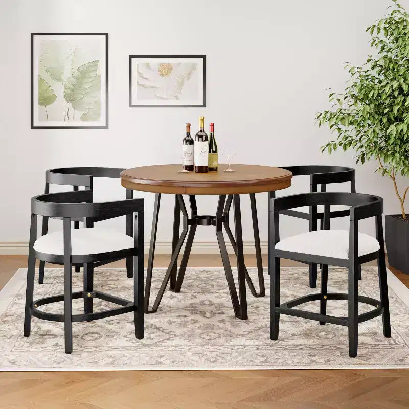 Christopher Knight Home Rico, ensemble de salle à manger 5 pièces en métal et hévéa, hauteur comptoir