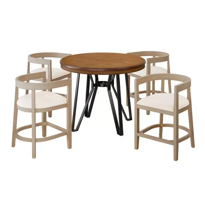 Christopher Knight Home Rico, ensemble de salle à manger 5 pièces en métal et hévéa, hauteur comptoir