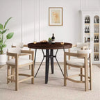 Christopher Knight Home Netia, ensemble de salle à manger moderne 5 pièces en métal et hévéa, hauteur comptoir, brun naturel