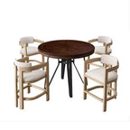 Christopher Knight Home Netia, ensemble de salle à manger moderne 5 pièces en métal et hévéa, hauteur comptoir, brun naturel