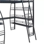 Lit mezzanine Whisen 77.1L x 56.7W, cadre métallique, design élégant, taille double avec étagères et bureau en L.