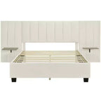 Lit plateforme capitonné Queen Size avec grande tête de lit, Mobilier de chambre