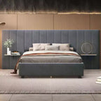 Lit plateforme capitonné Queen Size avec grande tête de lit, Mobilier de chambre