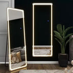 PexFix 20 in. W x 63 in. H Modern Full Length Rectangular Frameless Mirror With Rounded Corner in Silver