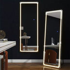 PexFix Miroir rectangulaire moderne sans cadre de 50,8 cm (20 po) de large x 160 cm (63 po) de haut avec coins arrondis en argent