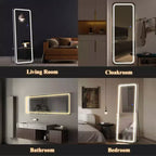 PexFix Miroir rectangulaire moderne sans cadre de 50,8 cm (20 po) de large x 160 cm (63 po) de haut avec coins arrondis en argent