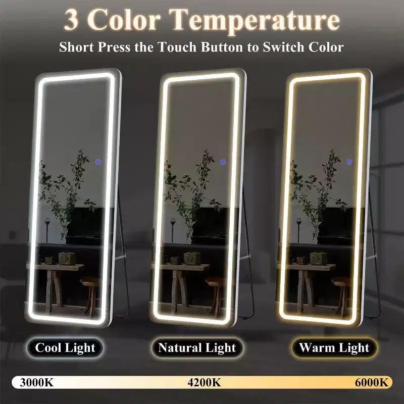 PexFix Miroir rectangulaire moderne sans cadre de 50,8 cm (20 po) de large x 160 cm (63 po) de haut avec coins arrondis en argent