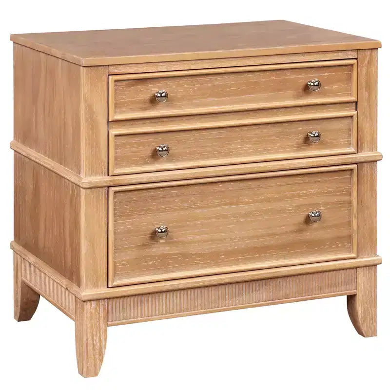Table de chevet 3 tiroirs 27,3 W, table d'appoint en pin massif pour salon, couloir et entrée, naturel - ModernLuxe
