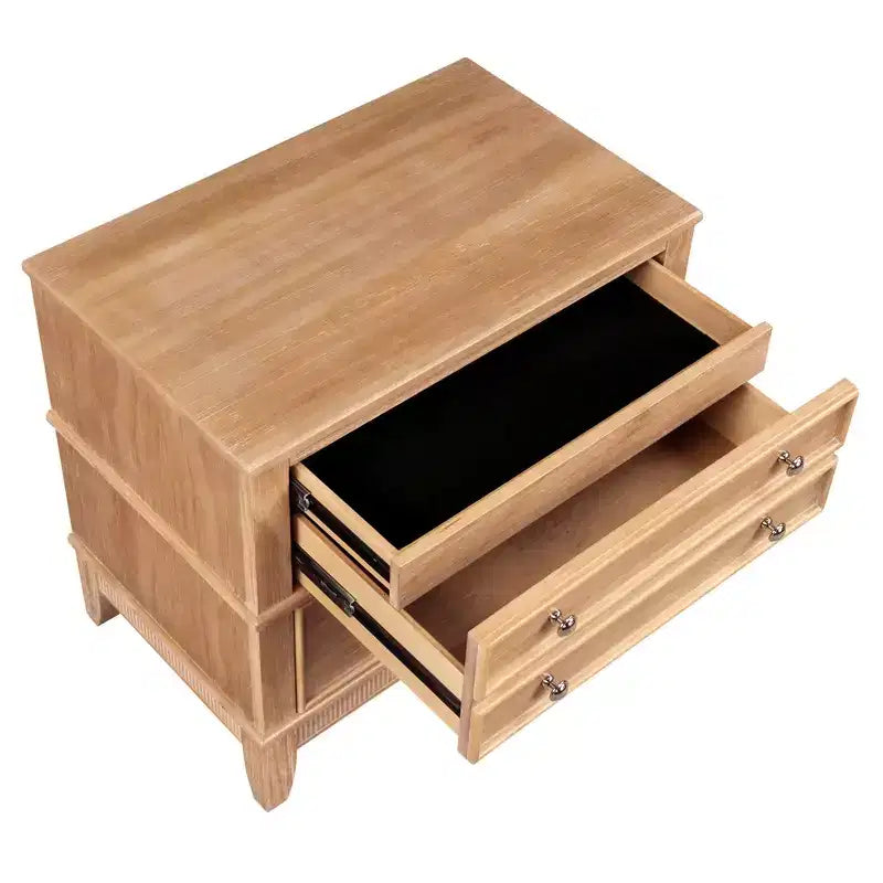 Table de chevet 3 tiroirs 27,3 W, table d'appoint en pin massif pour salon, couloir et entrée, naturel - ModernLuxe