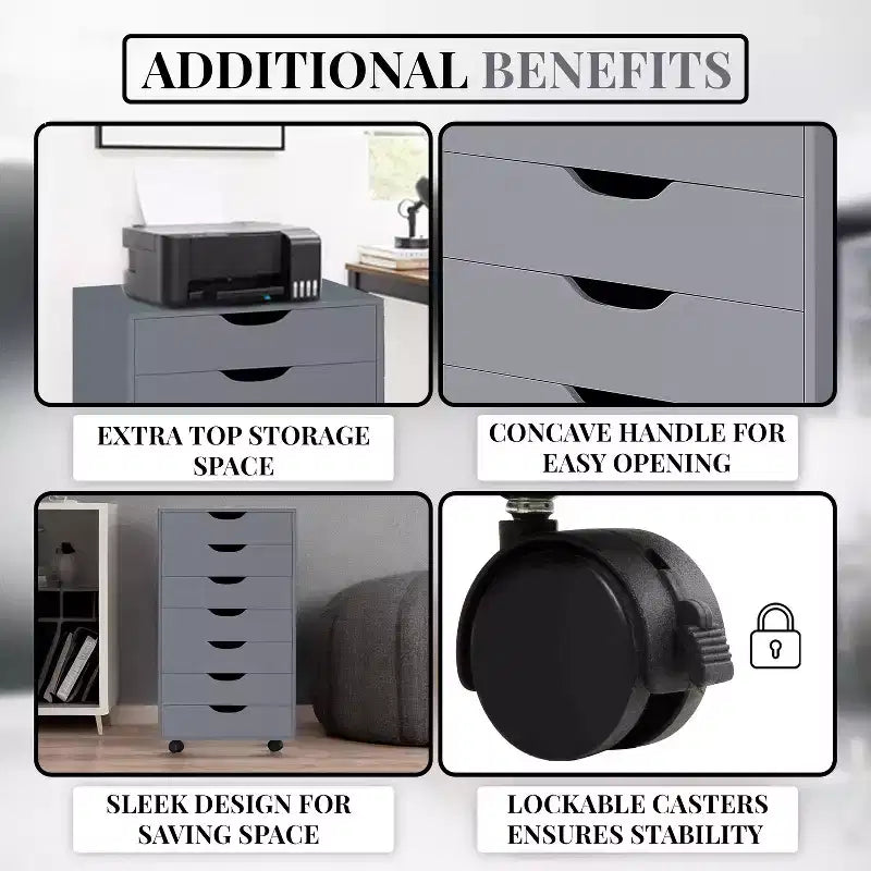 Meuble de rangement de bureau Home Imports Emporium à 7 tiroirs sur roulettes