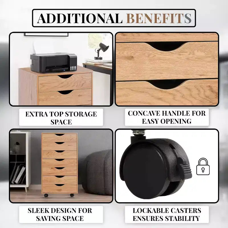 Meuble de rangement de bureau Home Imports Emporium à 7 tiroirs sur roulettes