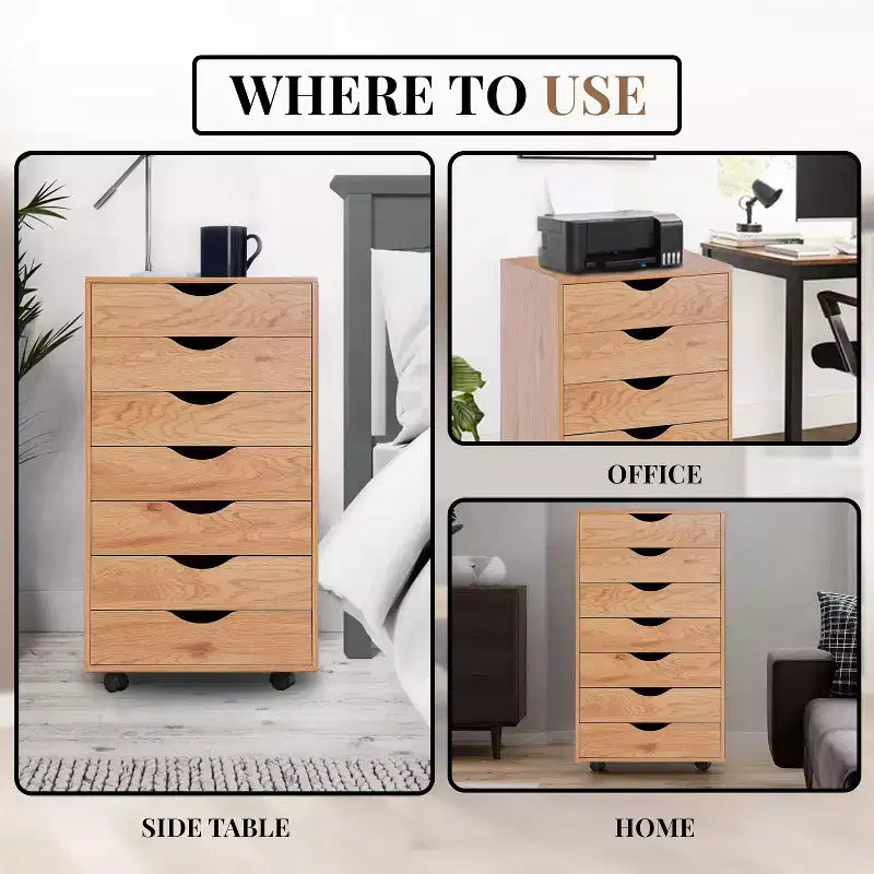 Meuble de rangement de bureau Home Imports Emporium à 7 tiroirs sur roulettes