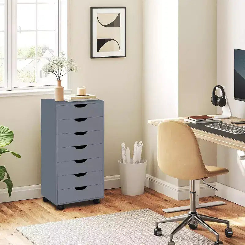 Meuble de rangement de bureau Home Imports Emporium à 7 tiroirs sur roulettes