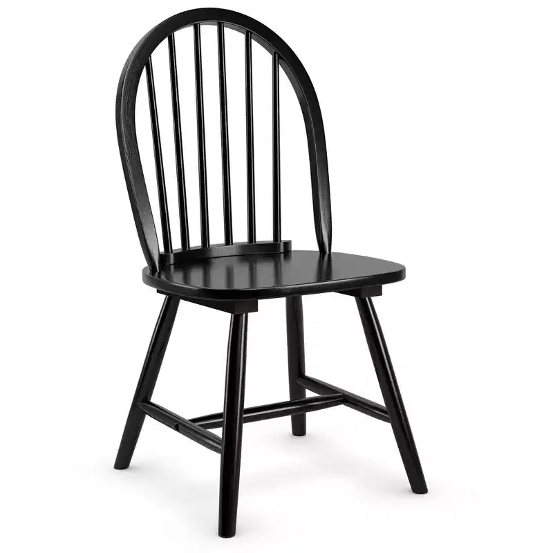Costway Lot de 4 Chaises de Salle à Manger Vintage Windsor avec Dossier à Barreaux en Bois, pour Cuisine, Noir/Blanc