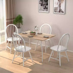 Costway Lot de 4 Chaises de Salle à Manger Vintage Windsor avec Dossier à Barreaux en Bois, pour Cuisine, Noir/Blanc