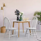Costway Lot de 4 Chaises de Salle à Manger Vintage Windsor avec Dossier à Barreaux en Bois, pour Cuisine, Noir/Blanc