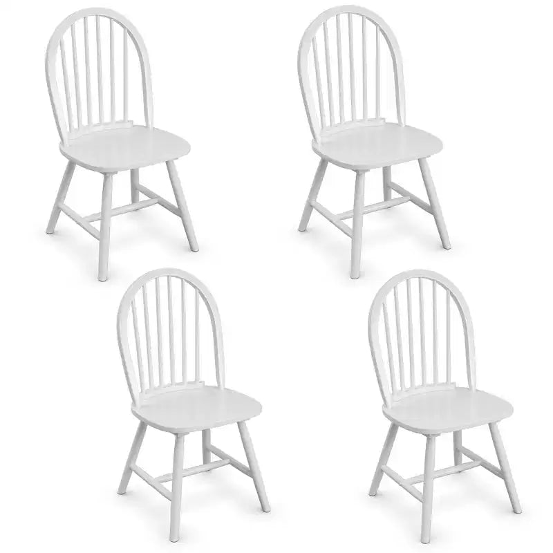 Costway Lot de 4 Chaises de Salle à Manger Vintage Windsor avec Dossier à Barreaux en Bois, pour Cuisine, Noir/Blanc