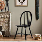 Costway Lot de 4 Chaises de Salle à Manger Vintage Windsor avec Dossier à Barreaux en Bois, pour Cuisine, Noir/Blanc