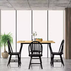 Costway Lot de 4 Chaises de Salle à Manger Vintage Windsor avec Dossier à Barreaux en Bois, pour Cuisine, Noir/Blanc