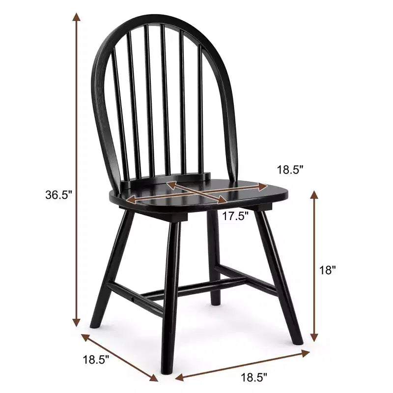 Costway Lot de 4 Chaises de Salle à Manger Vintage Windsor avec Dossier à Barreaux en Bois, pour Cuisine, Noir/Blanc
