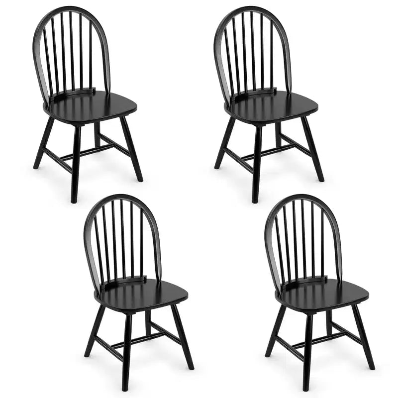 Costway Lot de 4 Chaises de Salle à Manger Vintage Windsor avec Dossier à Barreaux en Bois, pour Cuisine, Noir/Blanc