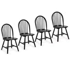Costway Lot de 4 Chaises de Salle à Manger Vintage Windsor avec Dossier à Barreaux en Bois, pour Cuisine, Noir/Blanc