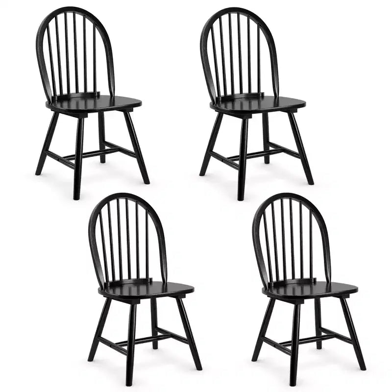 Costway Set of 4 Vintage Windsor Dining Side Chair Wood Spindleback Kitchen Room Black\White